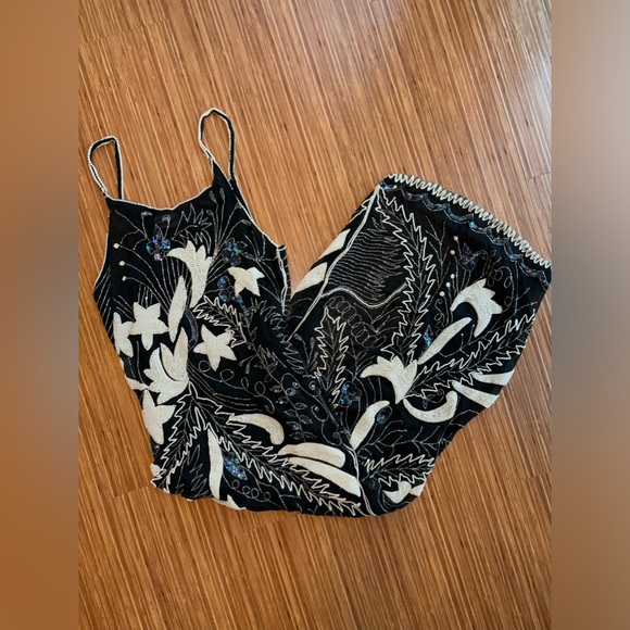 Vintage beaded and sequined silk gown maxi dress - Picture 3 of 10